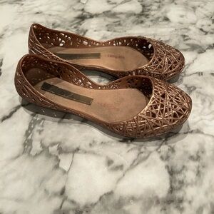 Girls Mini Melissa Rose Gold Ballet Flats size US13